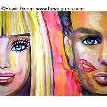 barbie doll ken doll pop art portrait
