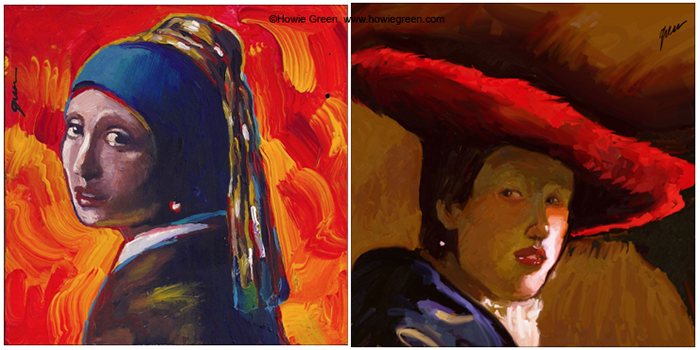 Vermeer Girl with the Pearl Earring Pop Art painting Girl with Red Hat homage painting